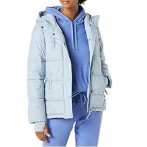 Light Blue Puffer Jacket | Amazon Essentials Heavyweight Hooded Puffer Coat